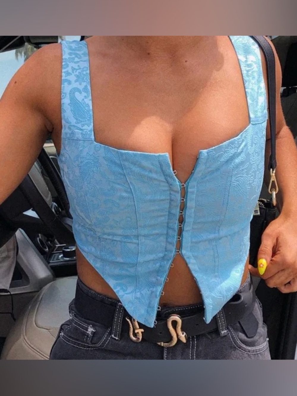 Princess Polly Day Dreaming Corset Crop Top in Blue